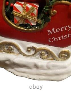 Kurt Adler Now Dash Away Musical Santa Reindeer Fabriche Christmas Figurine Set