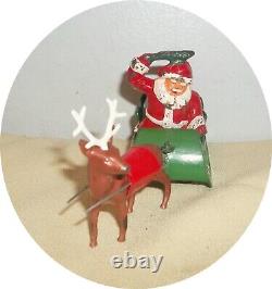 L858very Rare Set Nice Reindeer/ Sleigh / Holly Sprig Santa / Bag Barclay