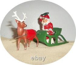 L858very Rare Set Nice Reindeer/ Sleigh / Holly Sprig Santa / Bag Barclay