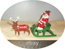 L858very Rare Set Nice Reindeer/ Sleigh / Holly Sprig Santa / Bag Barclay