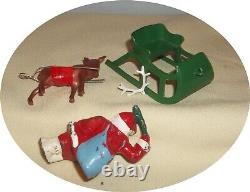 L858very Rare Set Nice Reindeer/ Sleigh / Holly Sprig Santa / Bag Barclay