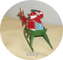 L858very Rare Set Nice Reindeer/ Sleigh / Holly Sprig Santa / Bag Barclay