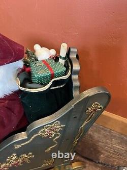LARGE 36L Holiday Creation Animated Musical Reindeer & Santa on Sleigh Works