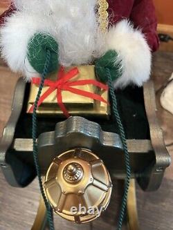 LARGE 36L Holiday Creation Animated Musical Reindeer & Santa on Sleigh Works