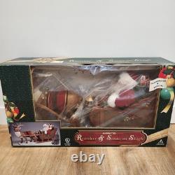 LARGE 36L Holiday Creation Animated Musical Reindeer & Santa on Sleigh with Box