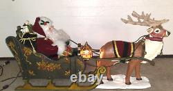 LARGE 36L Holiday Creation Animated Musical Reindeer & Santa on Sleigh with Box