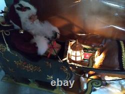 LARGE 36L Holiday Creation Animated Musical Reindeer & Santa on Sleigh with Box