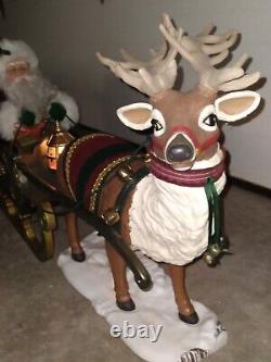 LARGE 36L Holiday Creation Animated Musical Reindeer & Santa on Sleigh with Box