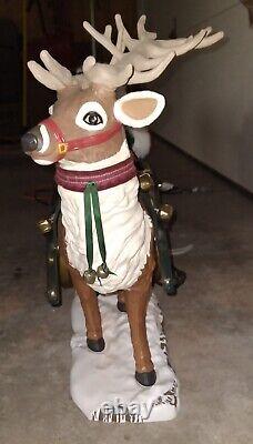 LARGE 36L Holiday Creation Animated Musical Reindeer & Santa on Sleigh with Box