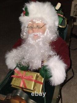 LARGE 36L Holiday Creation Animated Musical Reindeer & Santa on Sleigh with Box
