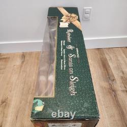 LARGE 36L Holiday Creation Animated Musical Reindeer & Santa on Sleigh with Box