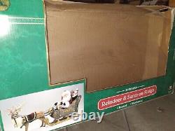 LARGE 36L Holiday Creation Animated Musical Reindeer & Santa on Sleigh with Box