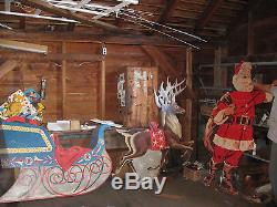 Large Hand Made Santa, Sleigh And Reindeer Yard Or House Display
