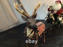 LARGE Kirkland Costco Santa Sleigh With Reindeer Christmas Decoration Beautiful