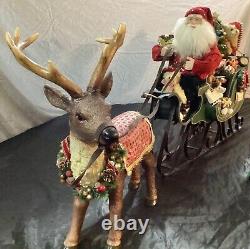 LARGE Kirkland Costco Santa Sleigh With Reindeer Christmas Decoration Beautiful