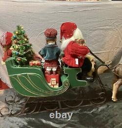 LARGE Kirkland Costco Santa Sleigh With Reindeer Christmas Decoration Beautiful