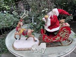 LARGE Mark Roberts Santa Sleigh Reindeer Christmas Set RARE #116 of 1000