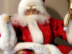 LARGE Mark Roberts Santa Sleigh Reindeer Deer Lot Christmas Doll Figure Set RARE