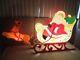 Large Vtg Santa's Sleigh With Reindeer Lighted Christmas Blow Mold Grand Venture