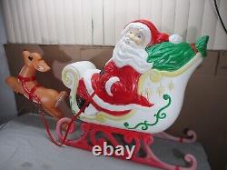 LARGE Vtg Santa's Sleigh with Reindeer Lighted Christmas Blow Mold Grand Venture