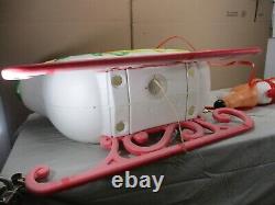 LARGE Vtg Santa's Sleigh with Reindeer Lighted Christmas Blow Mold Grand Venture
