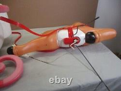 LARGE Vtg Santa's Sleigh with Reindeer Lighted Christmas Blow Mold Grand Venture