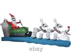 LED Lighted Inflatable Jack Skellington Santa Sleigh with Reindeer Outdoor