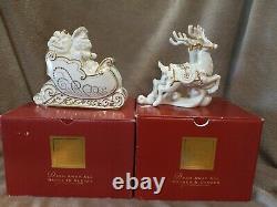 LENOX Dash Away All SANTA in SLEIGH + DASHER & DANCER REINDEER Limited Edition