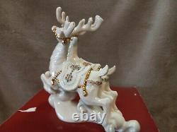 LENOX Dash Away All SANTA in SLEIGH + DASHER & DANCER REINDEER Limited Edition