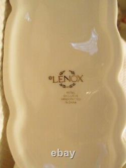 LENOX Santa With Sleigh & Reindeer Christmas Figurine Porcelain withGold Trim MINT