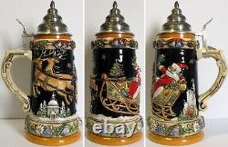 LE Santa Sleigh Christmas Reindeer German Beer Stein. 75L ONE Mug Made Germany