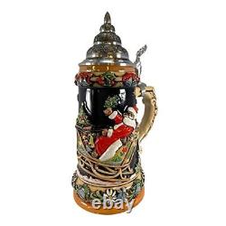 LE Santa Sleigh Christmas Reindeer German Beer Stein. 75L ONE Mug Made Germany