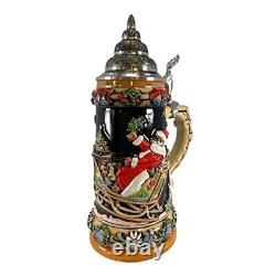LE Santa Sleigh Christmas Reindeer German Beer Stein. 75L ONE Mug Made Germany