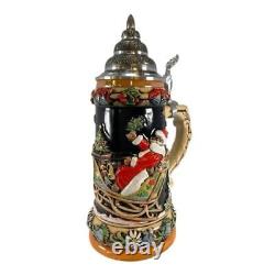 LE Santa Sleigh Christmas Reindeer German Beer Stein. 75L ONE Mug Made Germany