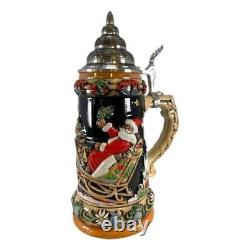 LE Santa Sleigh Christmas Reindeer German Beer Stein. 75L ONE Mug Made Germany