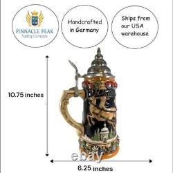 LE Santa Sleigh Christmas Reindeer German Beer Stein. 75L ONE Mug Made Germany