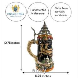 LE Santa Sleigh Christmas Reindeer German Beer Stein. 75L ONE Mug Made Germany