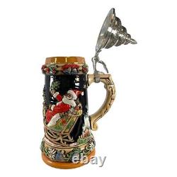 LE Santa Sleigh Christmas Reindeer German Beer Stein. 75L ONE Mug Made Germany