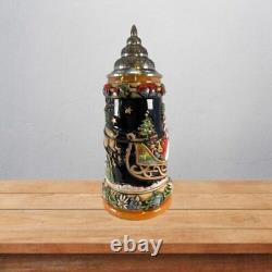 LE Santa Sleigh Christmas Reindeer German Beer Stein. 75L ONE Mug Made Germany