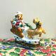 Limoges Santa Bear In Sleigh With Reindeer Trinket Box