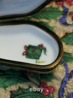 LIMOGES Santa Bear in Sleigh with Reindeer Trinket Box