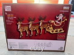 LOCAL PICKUP DALLAS 9 Ft Giant-Sized LED Santa's Sleigh with Reindeer Holiday