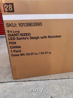 LOCAL PICKUP DALLAS 9 Ft Giant-Sized LED Santa's Sleigh with Reindeer Holiday