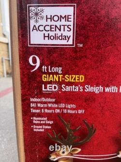 LOCAL PICKUP DALLAS 9 Ft Giant-Sized LED Santa's Sleigh with Reindeer Holiday