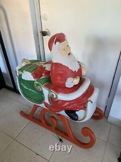 LOCAL PICK UP TPI Santa Claus in Sleigh Lighted Christmas Blow Mold Damaged