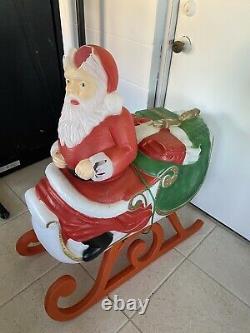 LOCAL PICK UP TPI Santa Claus in Sleigh Lighted Christmas Blow Mold Damaged