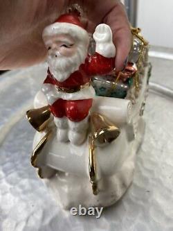 LOT Napco Sleigh Reindeer Japan Shopper Girl Santa Christmas Planter Bell