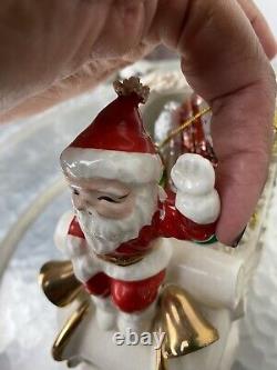 LOT Napco Sleigh Reindeer Japan Shopper Girl Santa Christmas Planter Bell