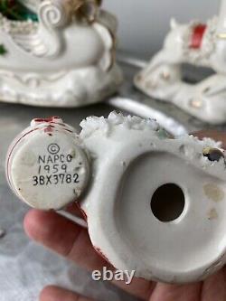 LOT Napco Sleigh Reindeer Japan Shopper Girl Santa Christmas Planter Bell
