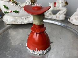 LOT Napco Sleigh Reindeer Japan Shopper Girl Santa Christmas Planter Bell